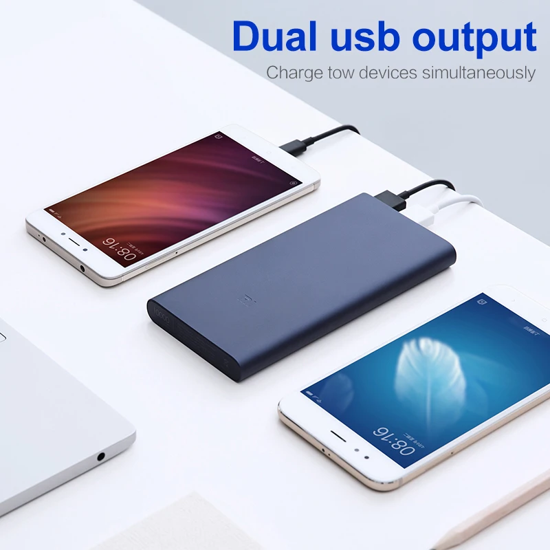 Xiao mi mi power Bank 2 18 Вт 10000 мАч Быстрая зарядка Dual-USB Alu mi nium power bank быстрое зарядное устройство Портативный внешний аккумулятор
