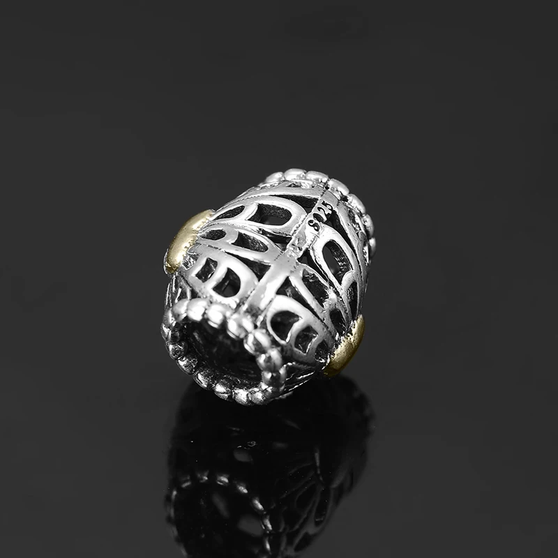 New 925 Sterling Silver hollow out flower DIY gold heart fine beads Fit Original Pandora Charm Bracelet Jewelry making | Украшения и