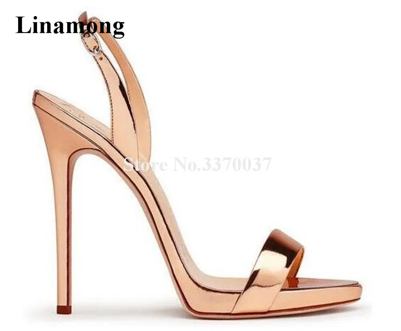 

Women Classical Style Easy One Strap Charming Sandals Shining Luxury Gold Silver High Heel Sandals Formal Dress Shoes Pumps