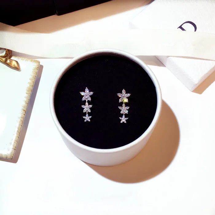 NAWEILY Romantic Flower Crystal Earrings For Women New Fashion Shining Dangle Earring Wedding | Украшения и аксессуары