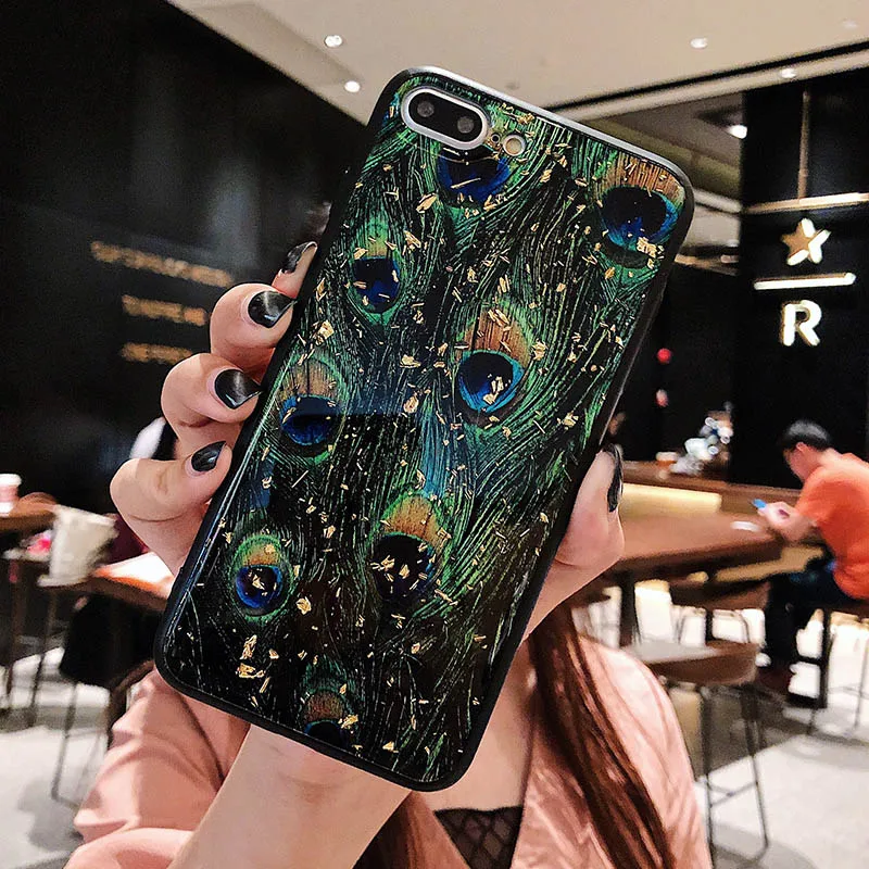 Kerzzil роскошный золотой фольги павлин чехол для iPhone X XS Max XR мягкий TPU 7 8 6 6s Plus