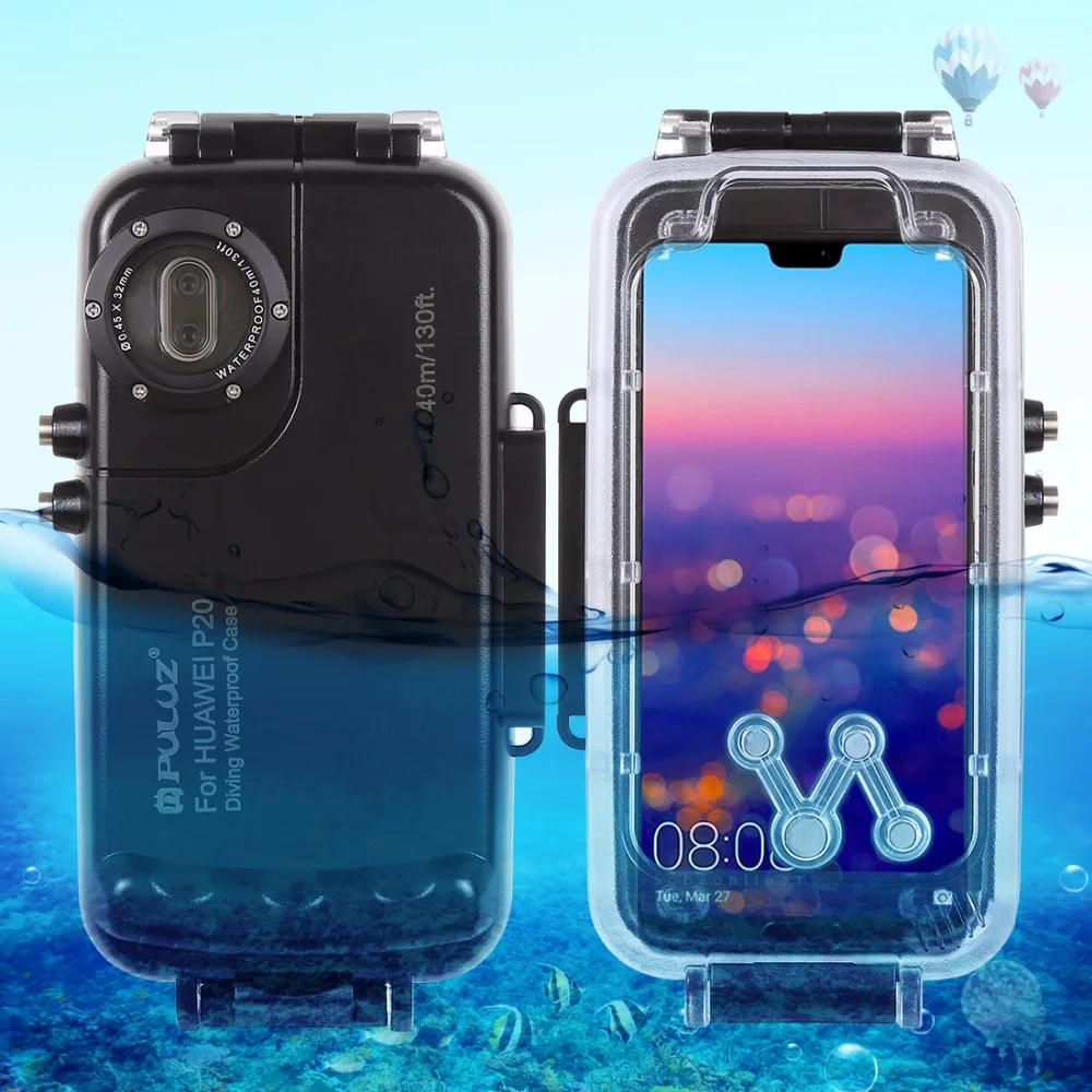 PULUZ 40 м/130 футов Водонепроницаемый чехол для iPhone 7 8 7P 8P XR XS MAX huawei P20 P20 Pro Galaxy S9 s9+ чехол для подводного плавания