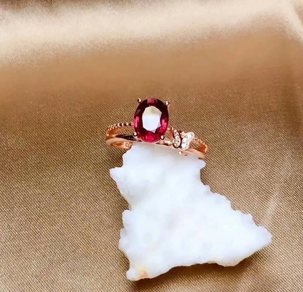 

SHILOVEM 925 silver natural red garnet rings open classic wholesale Fine Jewellery women gift new 6*8mm mj0608991agsm
