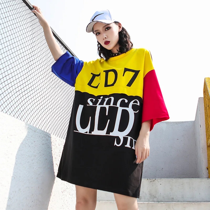 Женская футболка в стиле Харадзюку Повседневная Свободная хип хоп с длинными