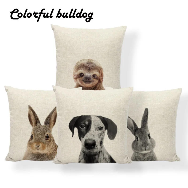 

Deer Bear Dog Hummingbird Cushion Sloth Tiger Pillow Nature Recliner Anniversary Gift For Sofa Throw Cushion Covers 17X17 Linen