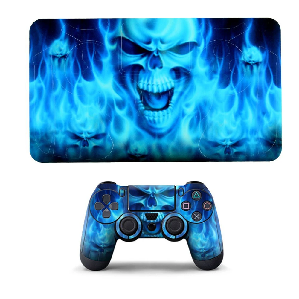 Cewaal ПВХ Стикеры Синий Череп Pattern Case Защитная Наклейка для sony PS4 контроллер Playstation 4