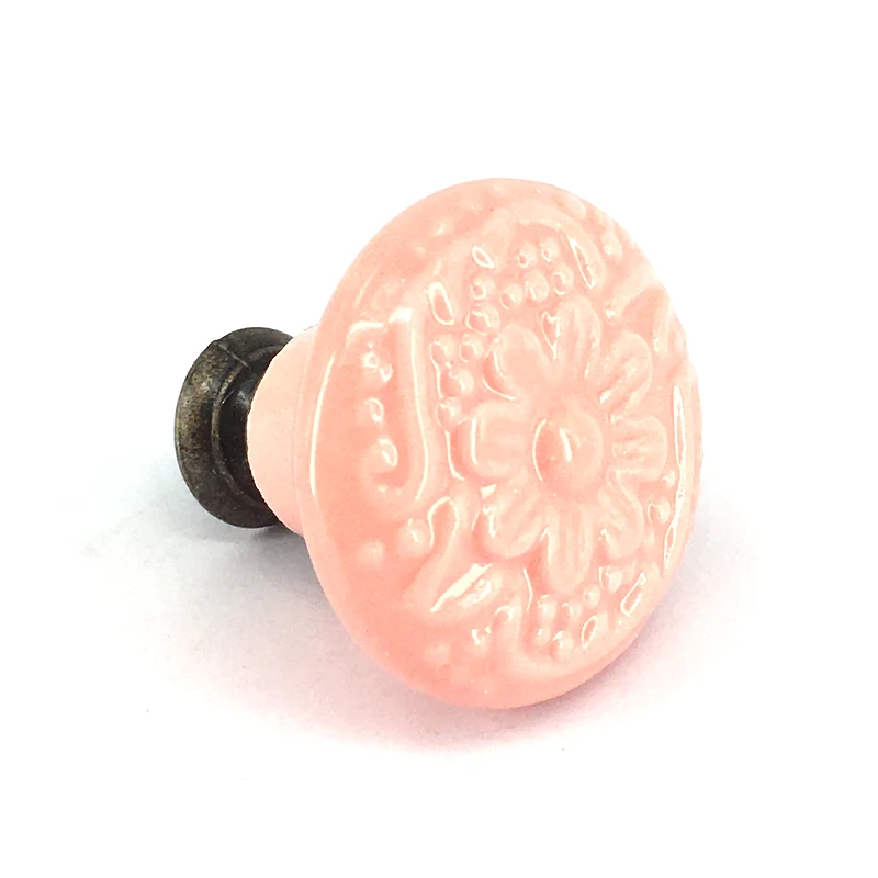 4 шт. розовые керамические ручки для шкафчиков круглая ручка ящика кухонный шкаф
