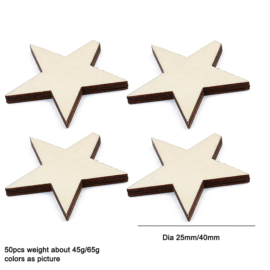 SAUVOO 50pcs Big Wood Star Charms Beads Dia 25mm 40mm Hole 1.5mm fit Pendant Necklace Bracelet DIY Jewelry Making Findings | Украшения и