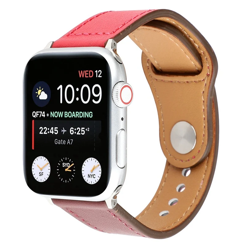 silver connector Натуральная кожа петля ремешок для apple watch band 44 мм 40 мм, 42 мм, 38 мм, ремешок для наручных часов iwatch, версия 4/3/2/1 Часы браслет аксессуары - Цвет ремешка: silver connector