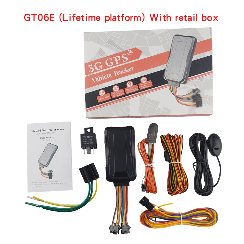 With box(Lifetime) Высокая точность 3g WCDMA автомобильный gps трекер GT06E дистанционно отключение питания топлива голосовой монитор вибрационная сигнализация гео-забор сигнализация - Цвет: With box(Lifetime)