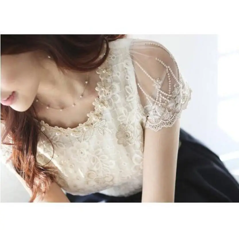 2019 мода лето новое предложение женская шифоновая кружевная рубашка Топ Вышивка
