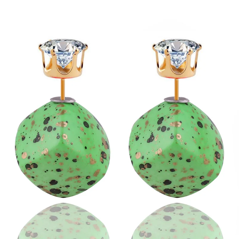 Женские серьги с двойными кристаллами 13 видов цветов Геометрические Квадратные