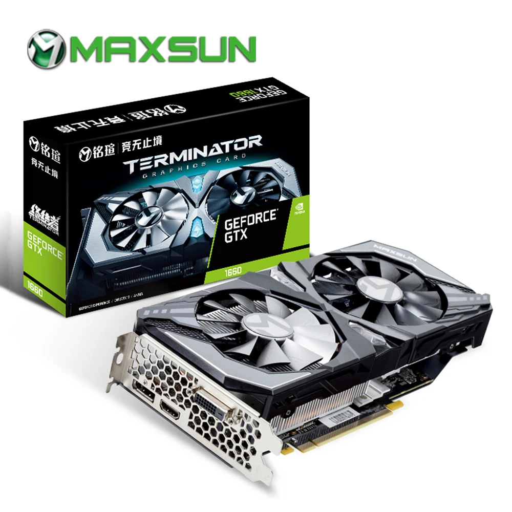 MAXSUN видеокарты GTX 1660 Терминатор 6G 192bit NVIDIA GDDR5 8000 МГц 1530-1785 МГц HDMI+ DP+ DVI Настольный видеокарта для игр