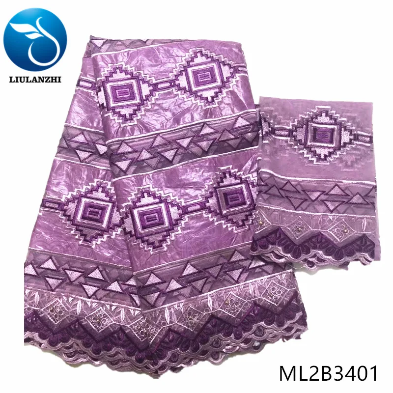 

LIULANZHI Purple african cotton fabrics New arrival bazin riche fabric with beads 5+2yards embroidery bazin broderie ML2B34