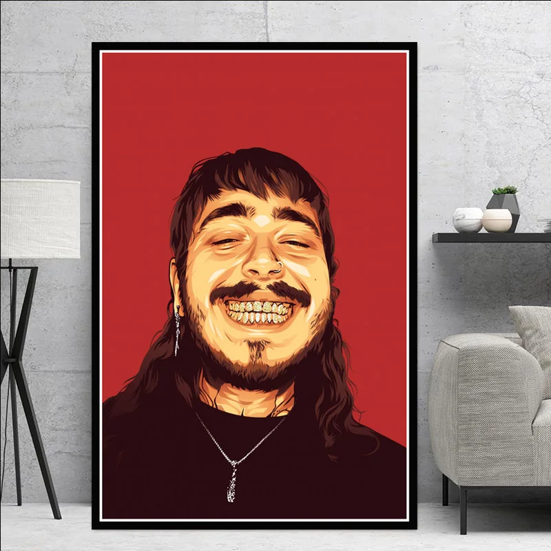 Пост Malone хип-хоп рэпер музыка певица звезда искусство живопись плакат и принты холст настенные картины для гостиной домашний декор - Цвет: Зеленый