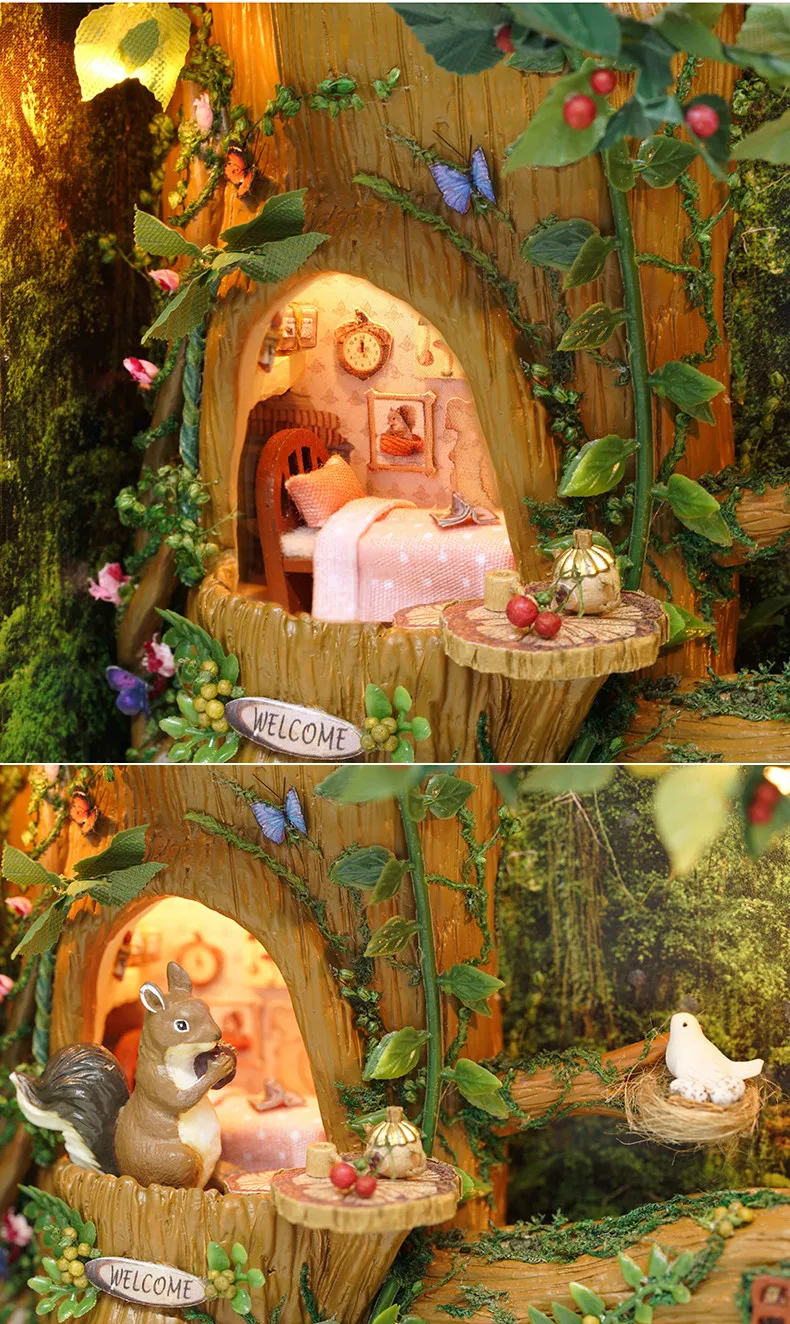 Cutebee DIY миниатюрный дом с мебели светодиодный музыкальный пылезащитный чехол модель строительные блоки игрушки для детей Casa De Boneca