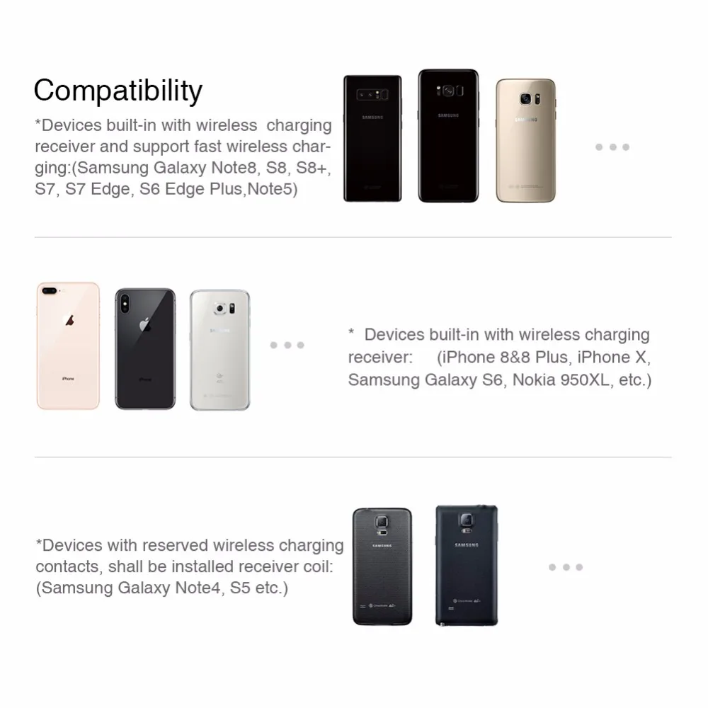 Беспроводное зарядное устройство Nillkin 10 Вт Qi подставка для быстрой зарядки IPhone 7 8