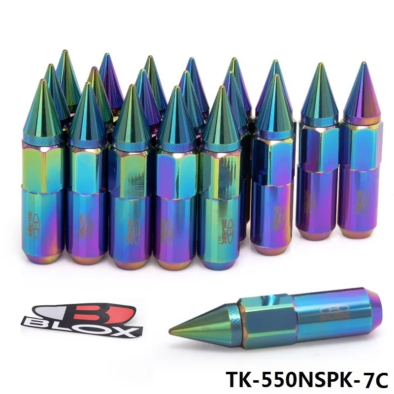 Blox Автомобильные Колесные гайки M12X1.5/M12X1.25 шипованные алюминиевые 60 мм Расширенный тюнер колеса диски Луг гайки EP-550NSPK-ALBZ - Название цвета: Neochrome