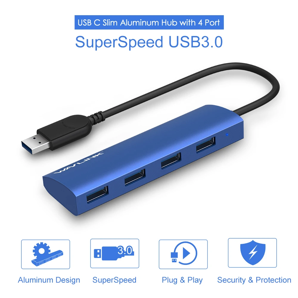 Высокоскоростной usb-хаб Wavlink 3 0 4 порта алюминиевый сплав 5 Гбит/с мульти Usb