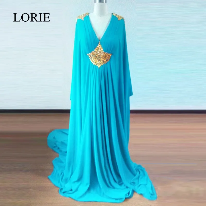 Бирюзовое платье с длинным рукавом мусульманское вечернее модель 2018 украшение
