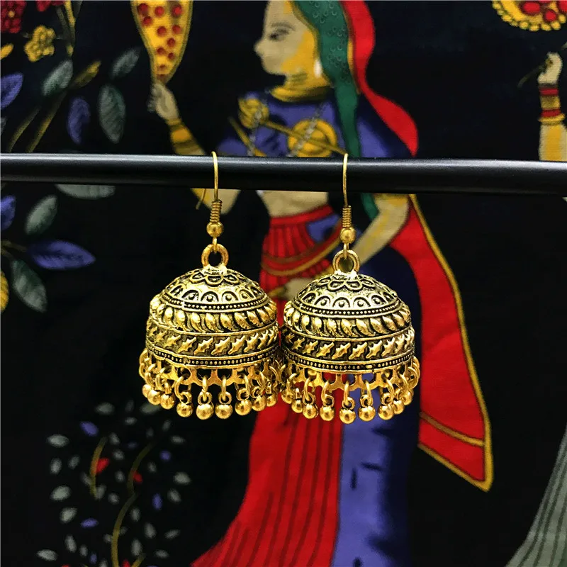 Винтажные этнические индийские серьги Jhumka Jhumki ручной работы в виде лотоса