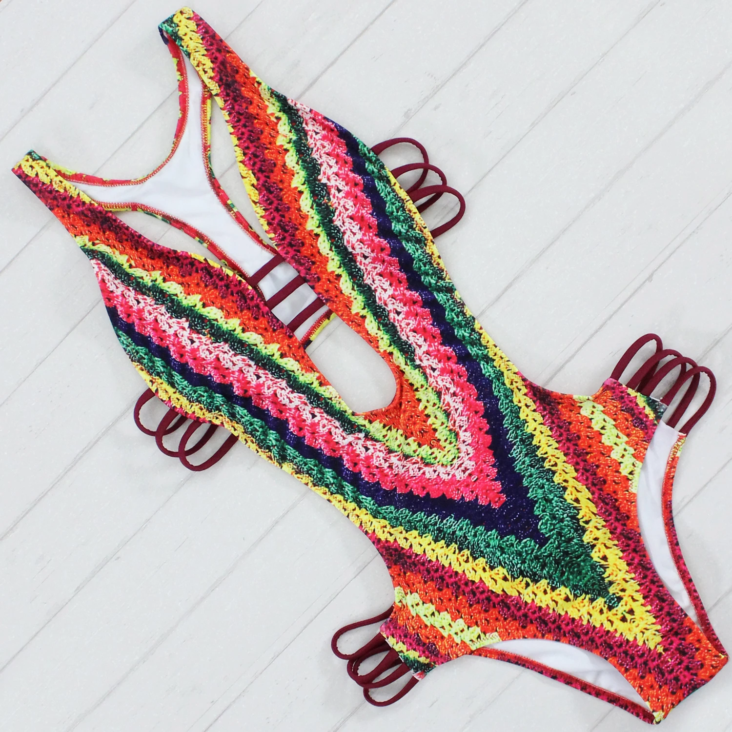 Женский сплошной купальник с эффектом пуш-ап винтажным принтом | Спорт и