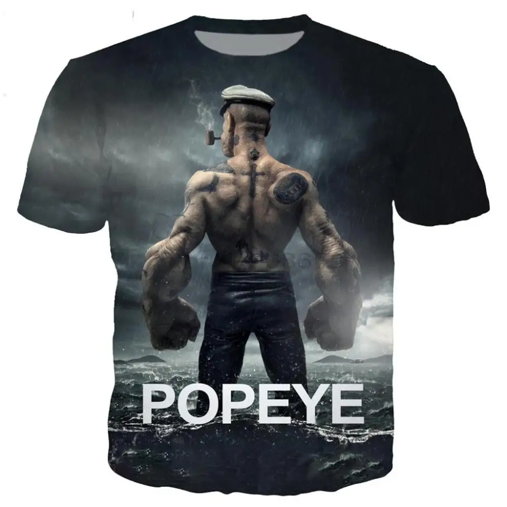 Мужская и женская футболка popeye Повседневная Классическая с 3D принтом уличная
