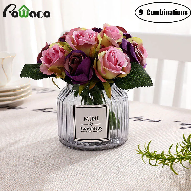 9 видов комбинации качества розы Искусственные Свадебные цветы букеты невесты