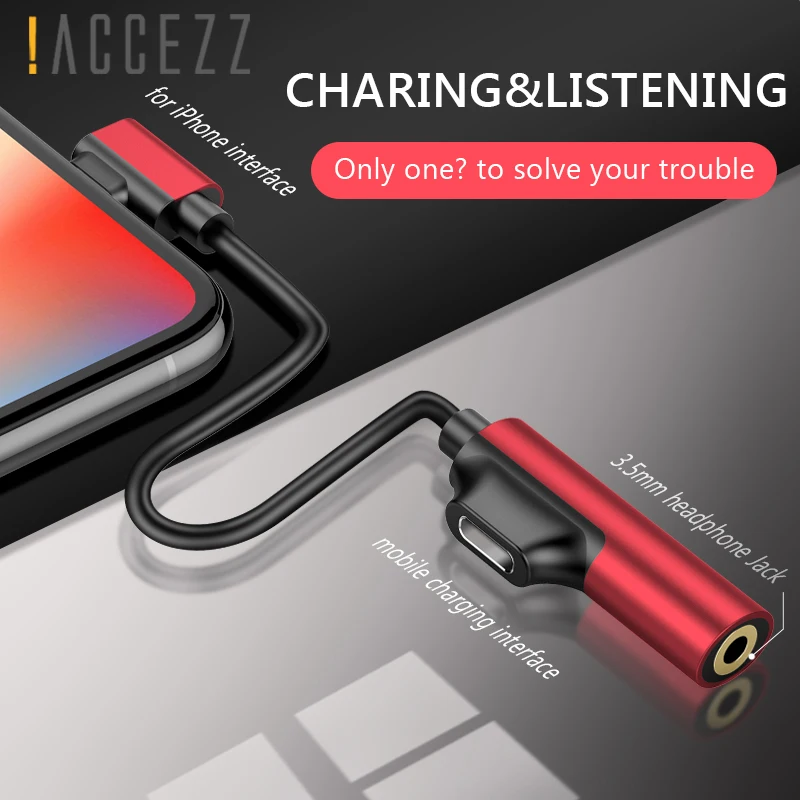 ! ACCEZZ освещение Aux адаптер для iphone зарядки прослушивания сплиттер Apple 8 XS MAX IOS