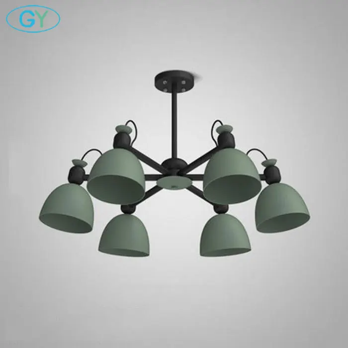 green6bulb Современный скандинавский гостиная спальня люстра свет Промышленный декоративного искусства 3/5/6/8 E27 ресторан люстра леденец лампа - Цвет абажура: green6bulb