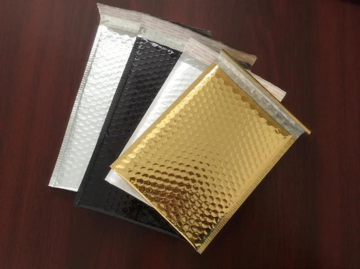 

50pcs/lot 15*13cm small Gold Aluminized Foil metallic bubble mailer shipping bubble Padded Envelopes gold gift packaging bag