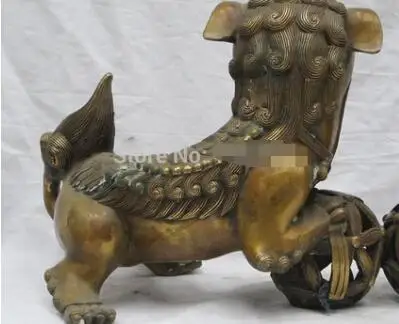 10 &quotкитайские из чистой бронзы шелковые цветочные корзины Шелковый шар лев одна