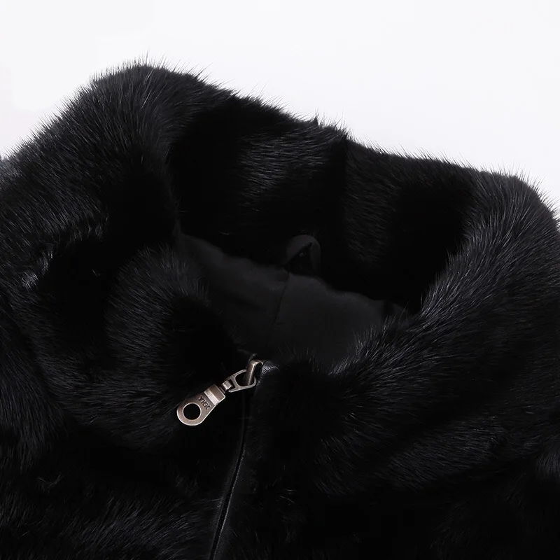 2021 со стоячим воротником Для мужчин с капюшоном Весна s мех норки пальто