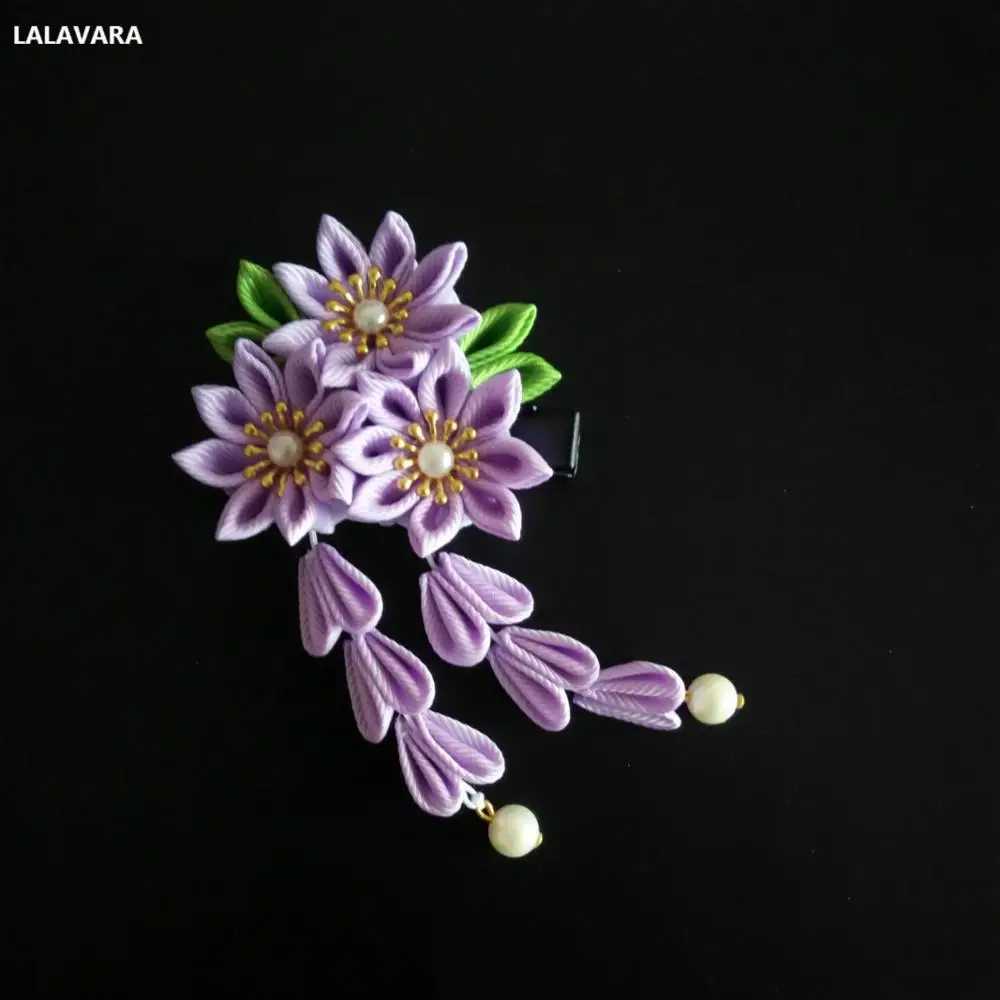 B LALAVARA 10 шт. японские кимоно заколки kanzashi цветок заколки для волос для женщин детей девочек аксессуары для волос - Цвет: B