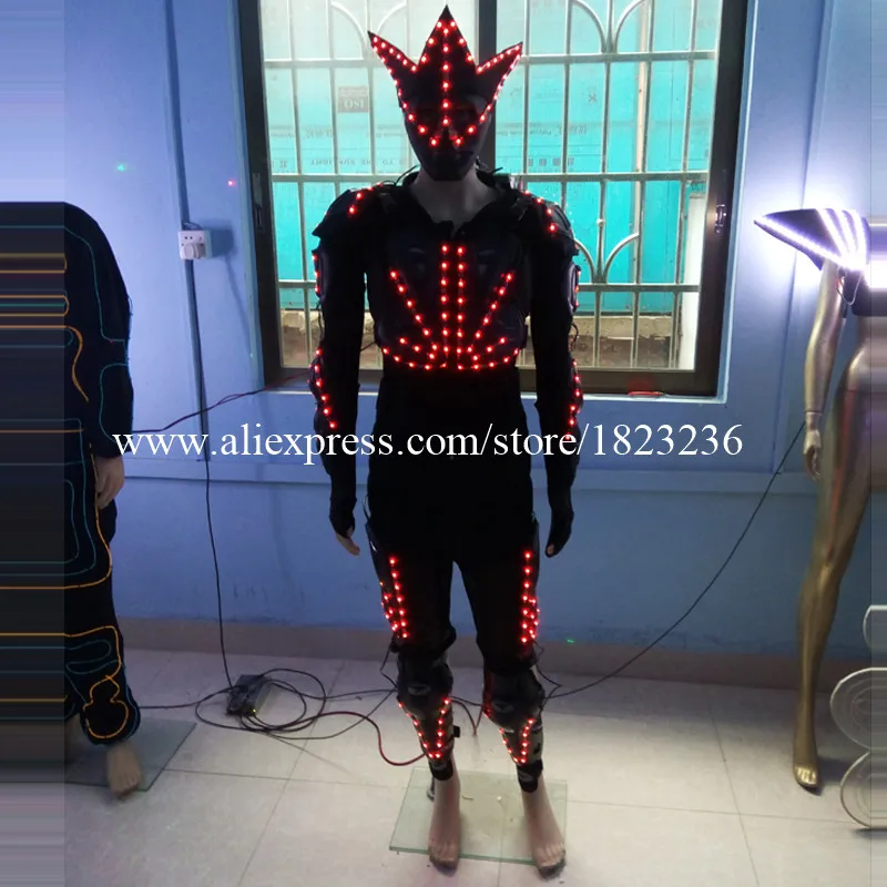 Hot Sale Led Luminous Costume Clothes With Mask Dance Wear LED Growing Lighting Robot Suits Clothing For Event Party Supplies | Дом и сад