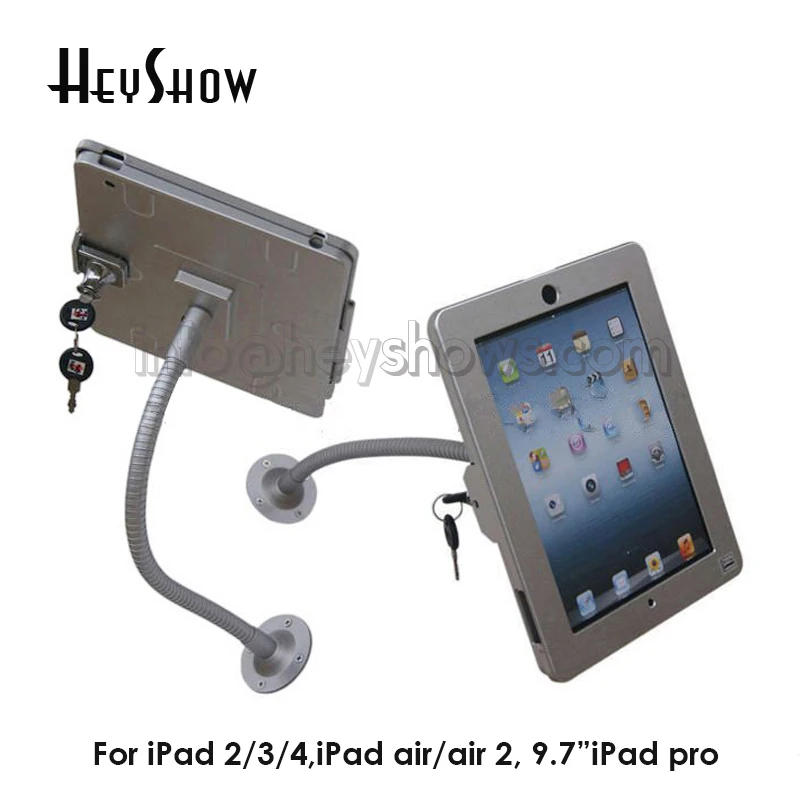 Miglior Tablet Montaggio A Parete Di Sicurezza Display Del Supporto Del Basamento Di Caso Di Blocco Di Metallo Cremagliera Di Protezione Per Ipad 2/3/4/ Aria Con Serratura E Regolabile Tuble