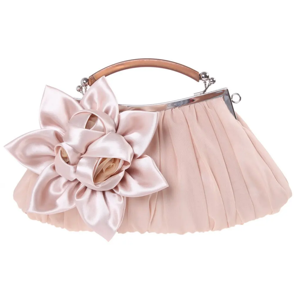 Атласные розы мягкий клатч кошелек деревянной ручкой цветок для свадьбы невеста