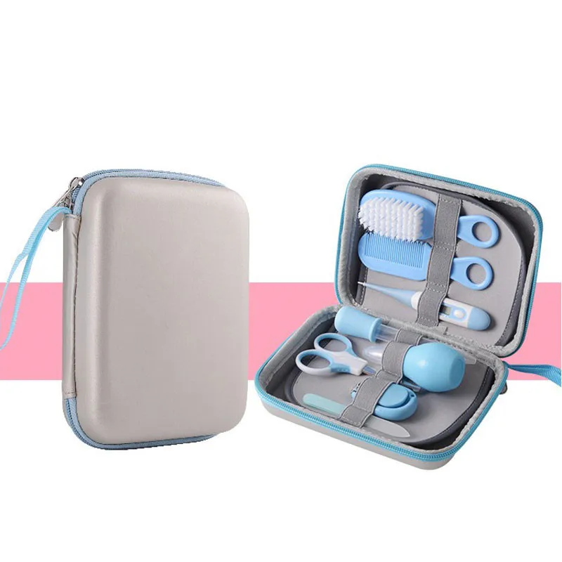 Blue 8Pcs Многофункциональный Детский медицинский набор для ухода за новорожденным, набор для ухода за ребенком, набор для ухода за ребенком, термометр, машинка для стрижки, ножницы, детские туалетные принадлежности для ребенка - Цвет: Blue 8Pcs