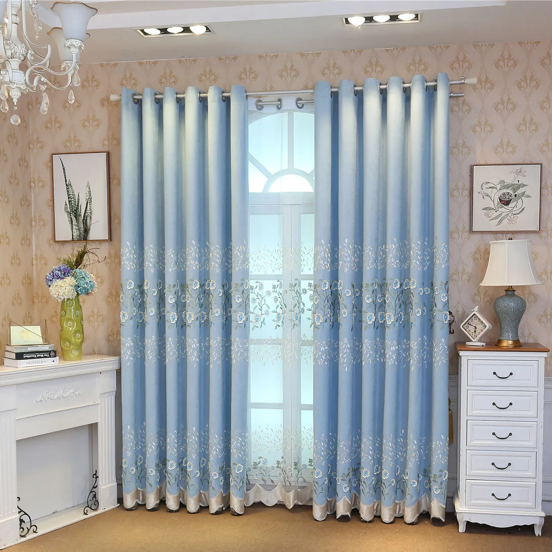 Занавески Slow Soul с вышивкой в виде цветов роскошные шторы розового и синего для