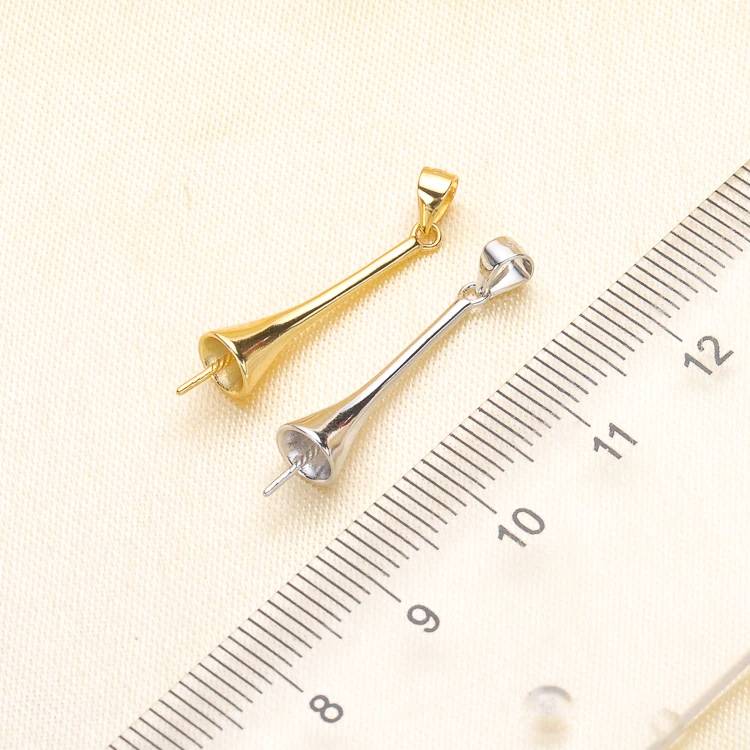

Simple Pearl Pendant Holder S925 Sterling Silver Pendant Findings&Components Women DIY Pendant Accessory 6Pcs/Lot