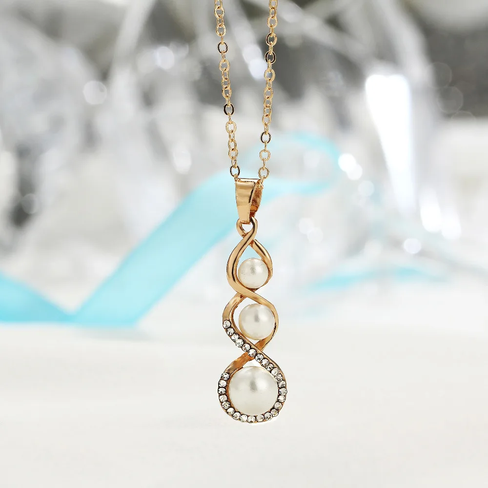 Cloaccd Для женщин спираль имитация Шарм Pearl Jewelry комплект свадебной моды кристалл