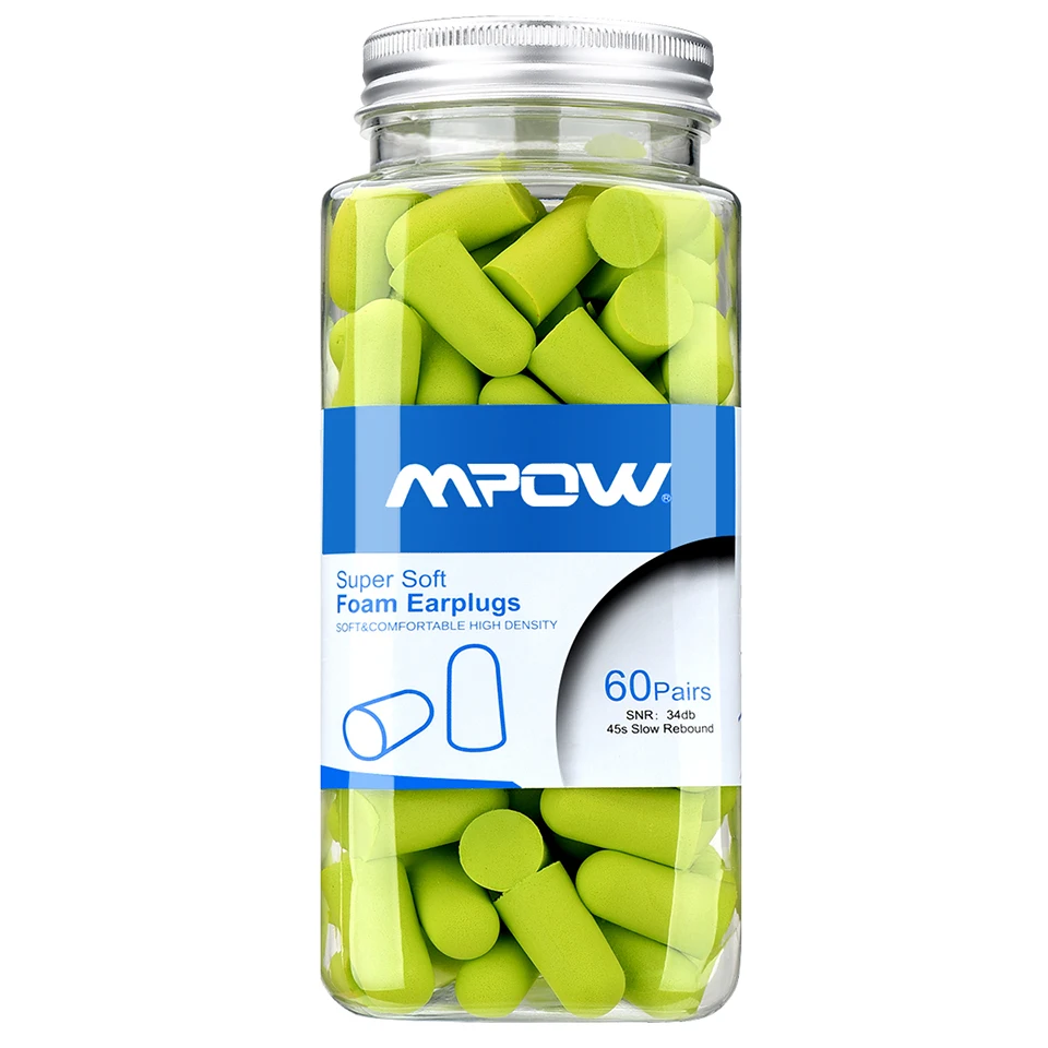 Mpow 60 пар NRRA 32dB Шум уменьшения пены ухо Вилки противошумные Шум блокиратор уха Вилки с переносной чехол для сна