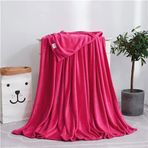 Rose Red Сплошной цвет, супер мягкие фланелевые одеяла, коралловый флис, зимняя простыня, покрывало для дивана, покрывало из искусственного меха, одеяла для кровати - Цвет: Rose Red