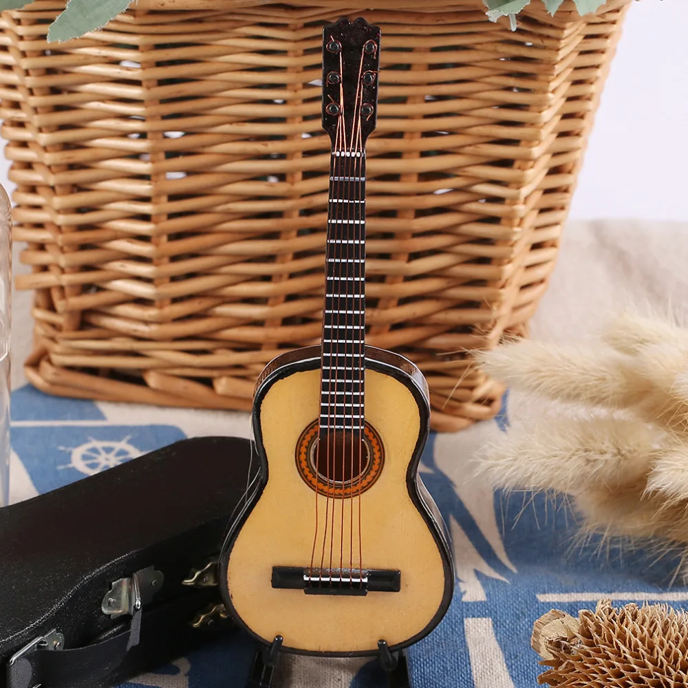 Миниатюрная деревянная акустическая гитара музыкальный инструмент Домашняя