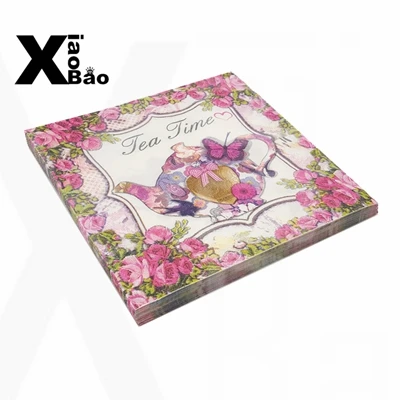20pcs Napkins Причудливый букет цветов 20 шт. вечерние салфетки розы этикетка бутылки наклейка коробка свадебных приглашений сумка предметы для украшения дня рождения - Цвет: 20pcs Napkins