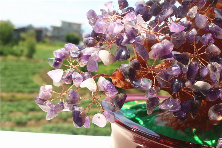 

NATURAL Purple crystal quartz gemstone TREE REIKI Healing