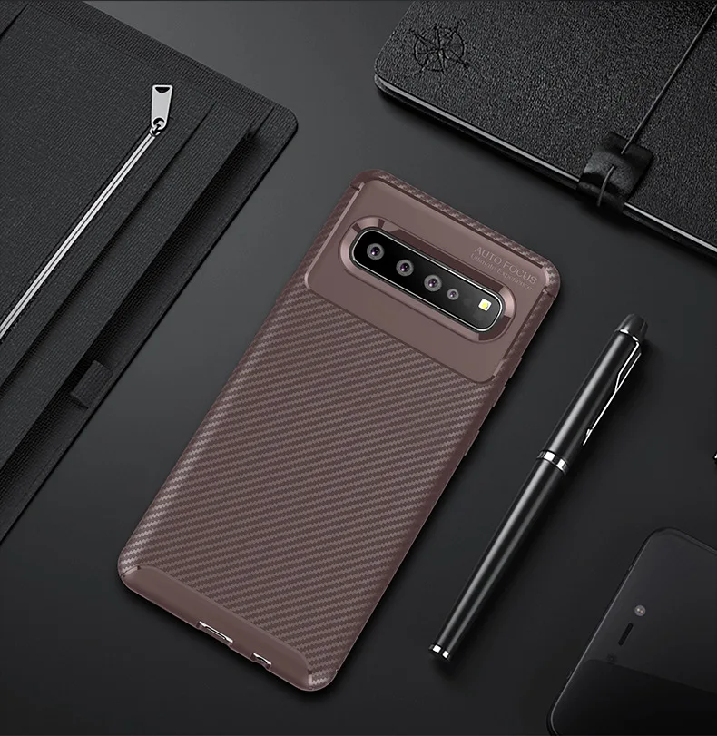 Матовый чехол Tikitaka из углеродного волокна для samsung S10 S10Plus S10Lite, мягкий ТПУ чехол для мобильного телефона s для samsung S10 E, задняя крышка - Цвет: Coffee