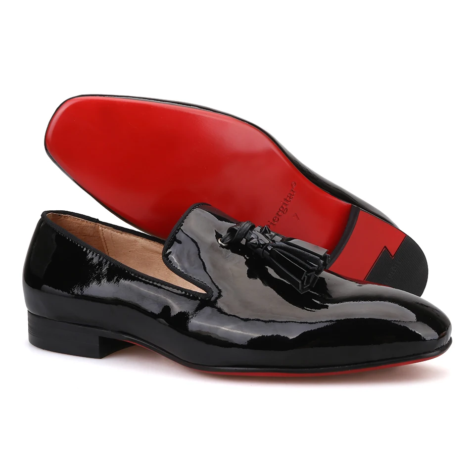 Piergitar New Handmade men leather shoes with spikes tassel Fashion Party and wedding men's loafers plus size male flats | Обувь