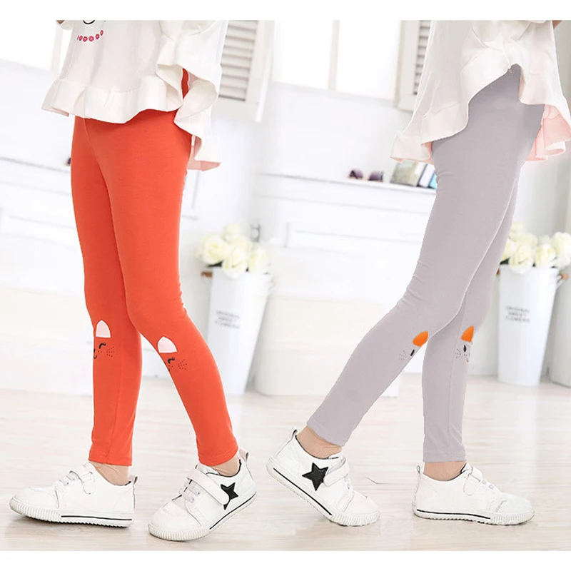Летние леггинсы для девочек хлопковые брюки до щиколотки с мультяшным принтом