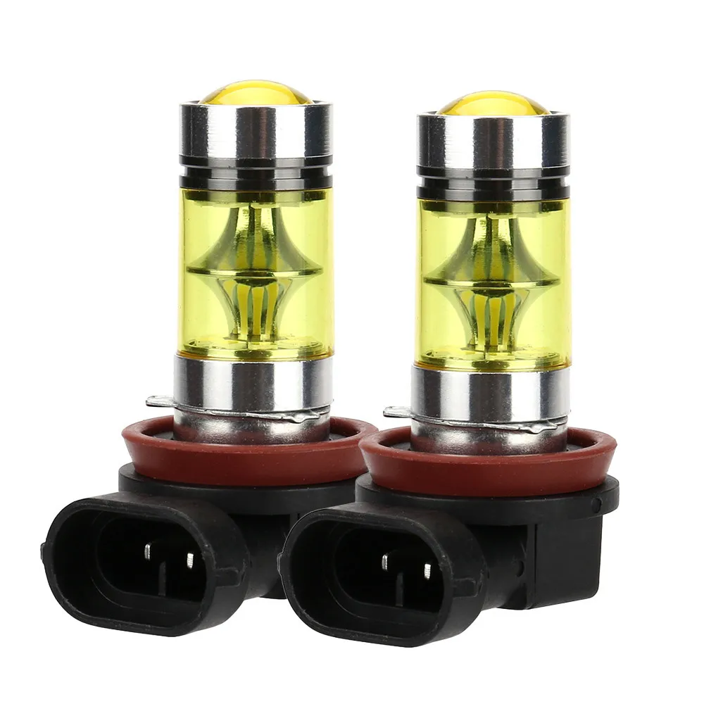 2X H11 H8 100W LED 4300K YELLOW 2323 Projector Fog Driving Light Bulbs For toyota corolla 2008 corolla avensis t25 auris CB
